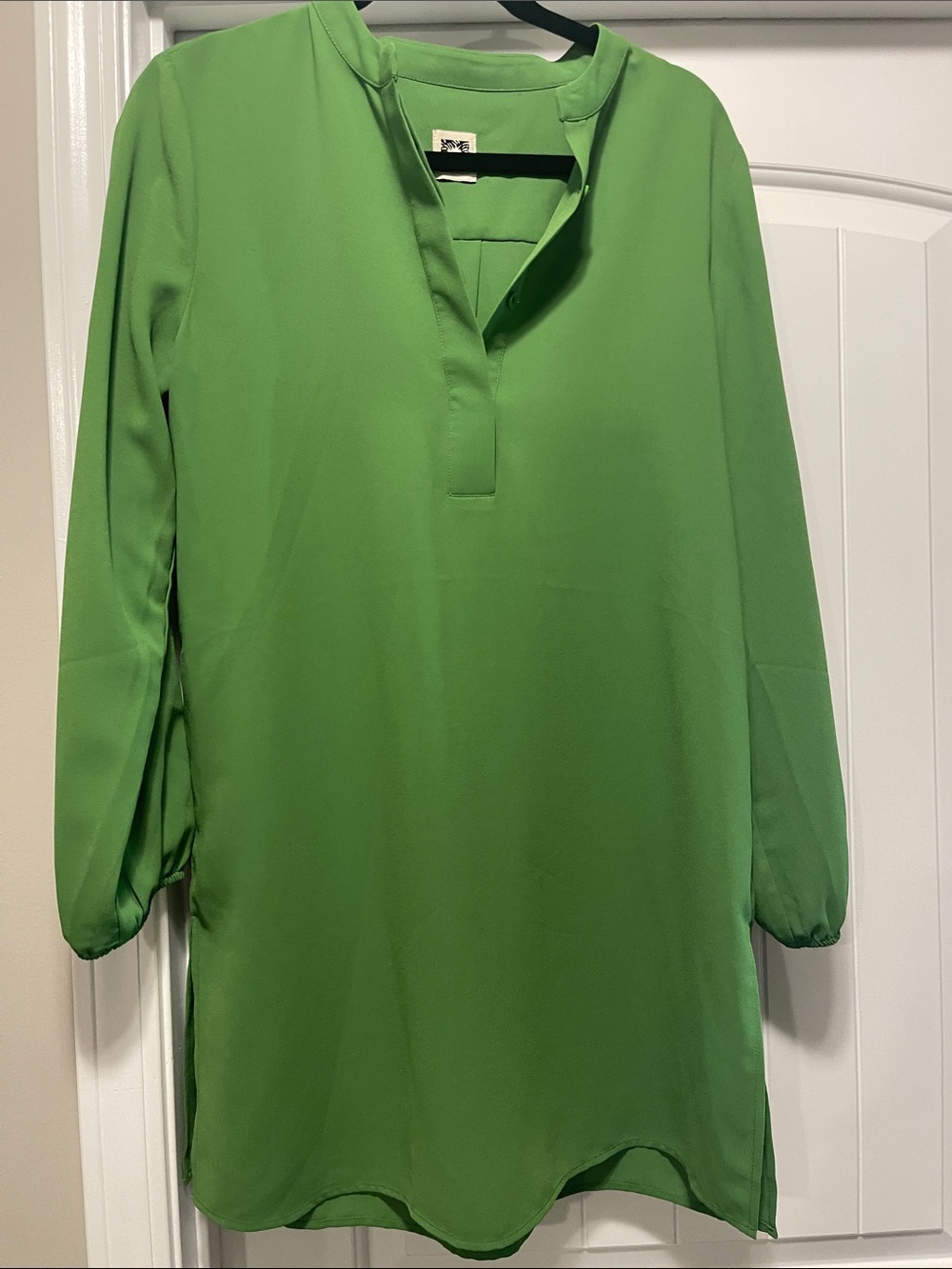 Anne Klein Green Long-Sleeve V-Neck Tunic